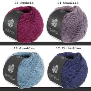 Lana Grossa 50 g Diversa Wool Yarn Knitting Crochet Cotton Blend Yarn Mélange Effect 22 Colors image 4