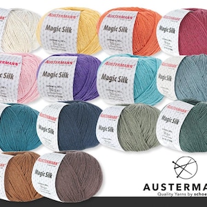Austermann 50 g Magic Silk Lana Seta Maglia all'uncinetto Fatta a mano 14 colori