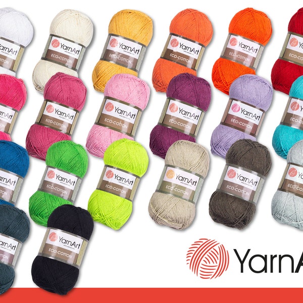 YarnArt 100 g Eco-Cotton Stricken Häkeln Baumwolle Amigurumi  Wolle Garn 20 Farben