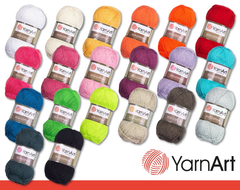 YarnArt 100 g Eco-Cotton Stricken Häkeln Baumwolle Amigurumi Wolle Garn 20 Farben Bild 1