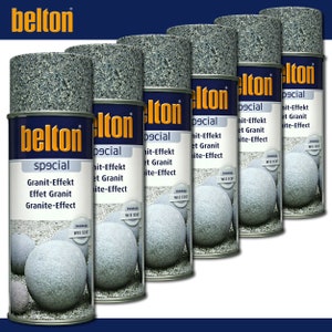 6 x 400 ml Kwasny Belton Efecto Granito Especial | Pintura en aerosol con aspecto de granito gris, pintura en aerosol decorativa de calidad SUPERIOR