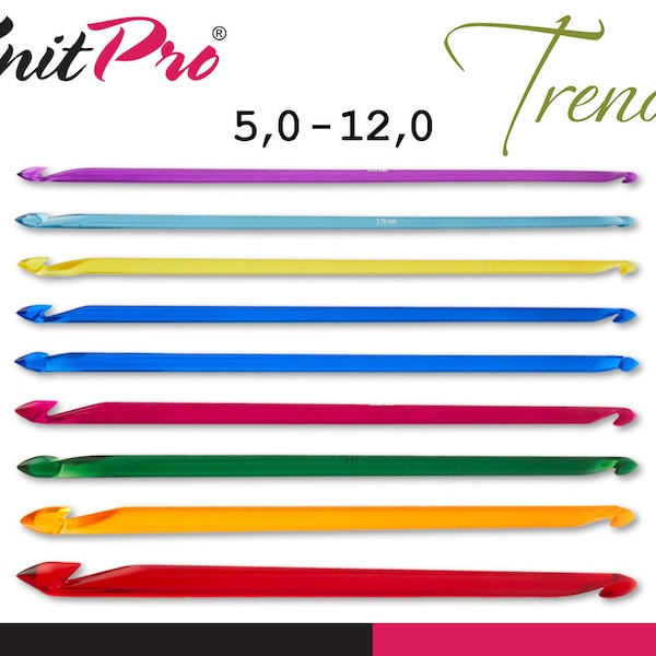 KnitPro Trendz Ganchillo doble tunecino elegante y flexible 30 cm acrílico 9 tamaños