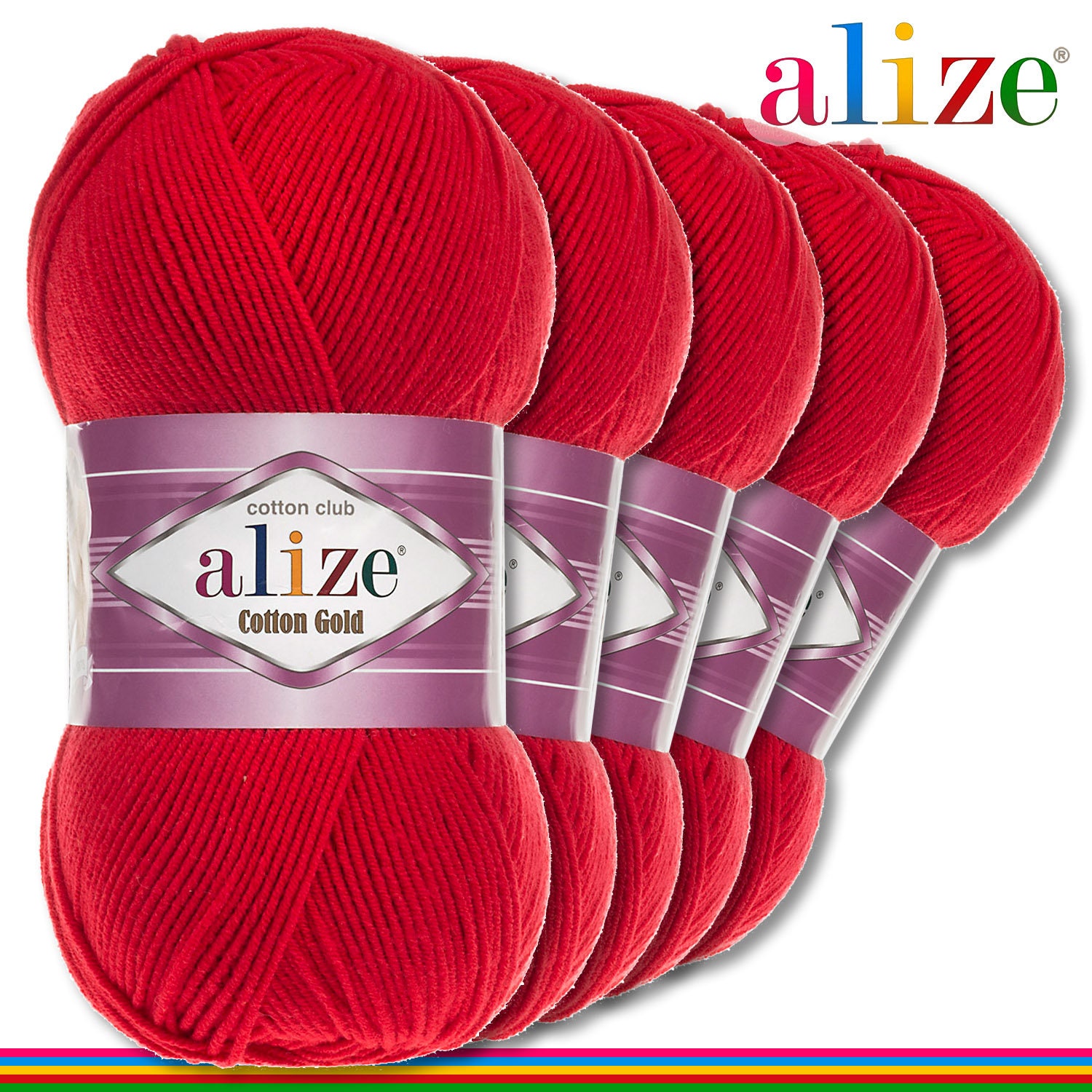 Alize 5 x 100 g Cotton Gold PREMIUM Wolle 55% Wolle-45% AcrylFuchsia 149 
