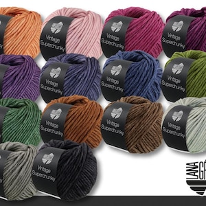 Lana Grossa 5 x 100 g Vintage Superchunky Virgin Wool Merino Natural Yarn Knitting Crochet Color Effect 14 Colors