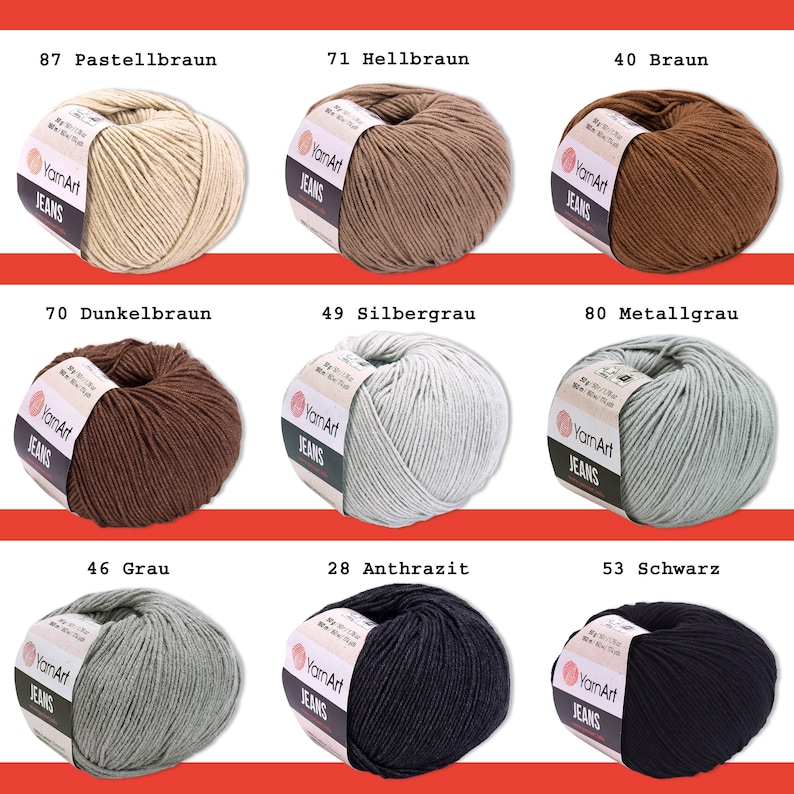 YarnArt 50 g Jeans Tejer Ganchillo Bebé Lana Hilo Lana Algodón Colores Pastel 63 Colores imagen 8