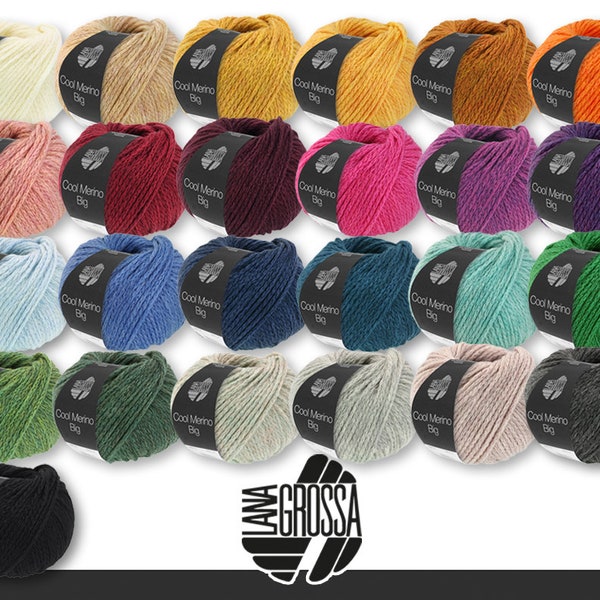 Lana Grossa 50 g Cool Merino Big Wolle Garn Stricken Schurwolle weich 25 Farben