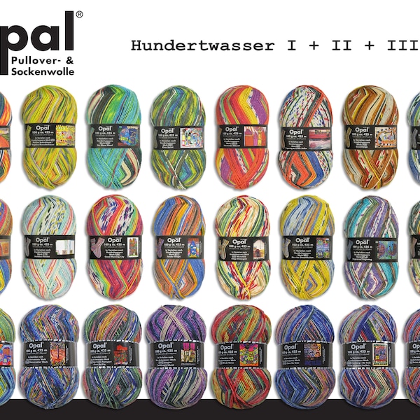 Opal 100 g Hundertwasser Sockenwolle 4-fach Strümpfe Socken Stricken 24 Farben