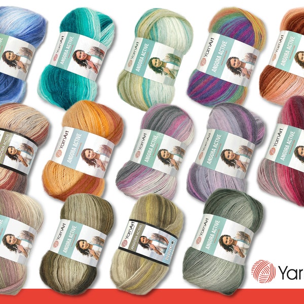 YarnArt 100 g Angora Active Tricot Crochet Laine Fil Mohair Dégradé 14 Couleurs