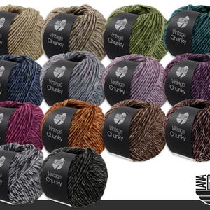Lana Grossa 50 g Vintage Chunky Virgin Wool Merino Natural Yarn Wool Knitting Crochet Color Effect 14 Colors