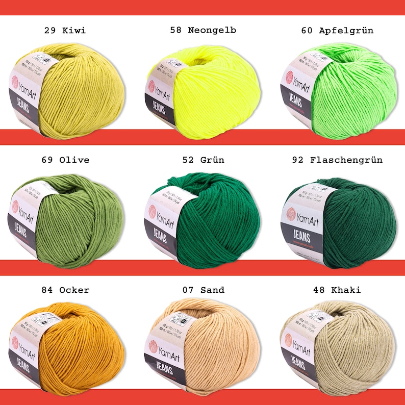 YarnArt 50 g Jeans Maglia Uncinetto Filato Lana Bambino Lana Cotone Colori Pastello 63 Colori immagine 7