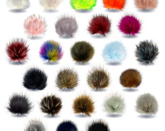 15-17 cm faux fur bobble with press stud fur bobble fur bobble pompom hat pendant | 26 different colors to choose from