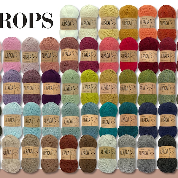 Drops 50 g Alpaca uni mix Alpaka Wolle Garn weich Baby Kind Kleidung Häkeln Stricken 51 Farben