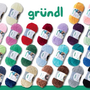 Gründl 100 g de fil chenille amusant à tricoter uni au crochet Fil à câliner Mode enfant Amigurumi Peluches Foulards Polyester 25 couleurs image 1