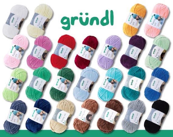 Gründl 100 G Funny Plain Knitting Crocheting Chenille Yarn Cuddly Yarn  Children's Fashion Amigurumi Cuddly Toys Scarves Polyester 25 Colors 