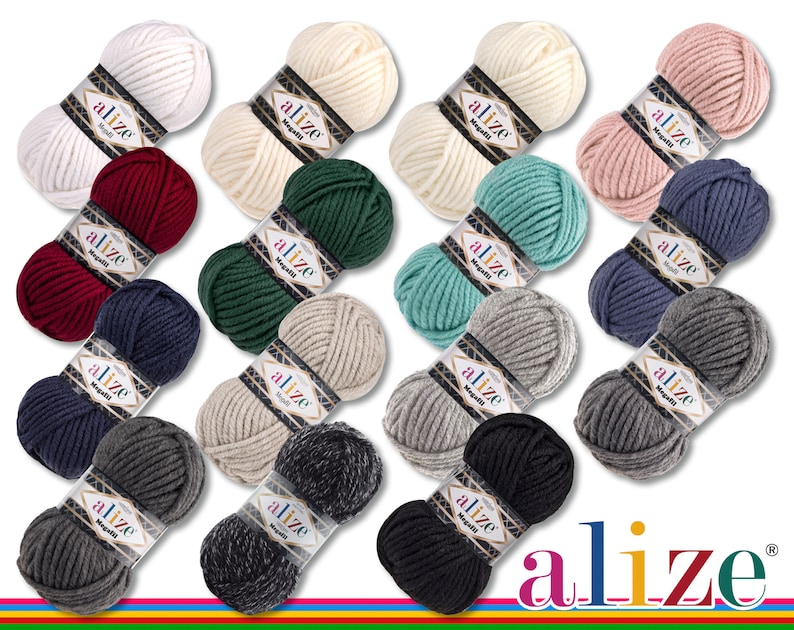 Alaze Label Alize 100 G Superlana Megafil Mega Thick Wool for Crochet and Knitting ...