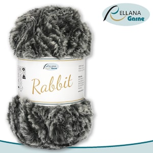 Rellana 100 g Rabbit Wool Chenille Wool Effect Wool Plush Yarn Cuddly Wool Yarn Fluffy Amigurumi 8 Colors 15 | Anthrazit