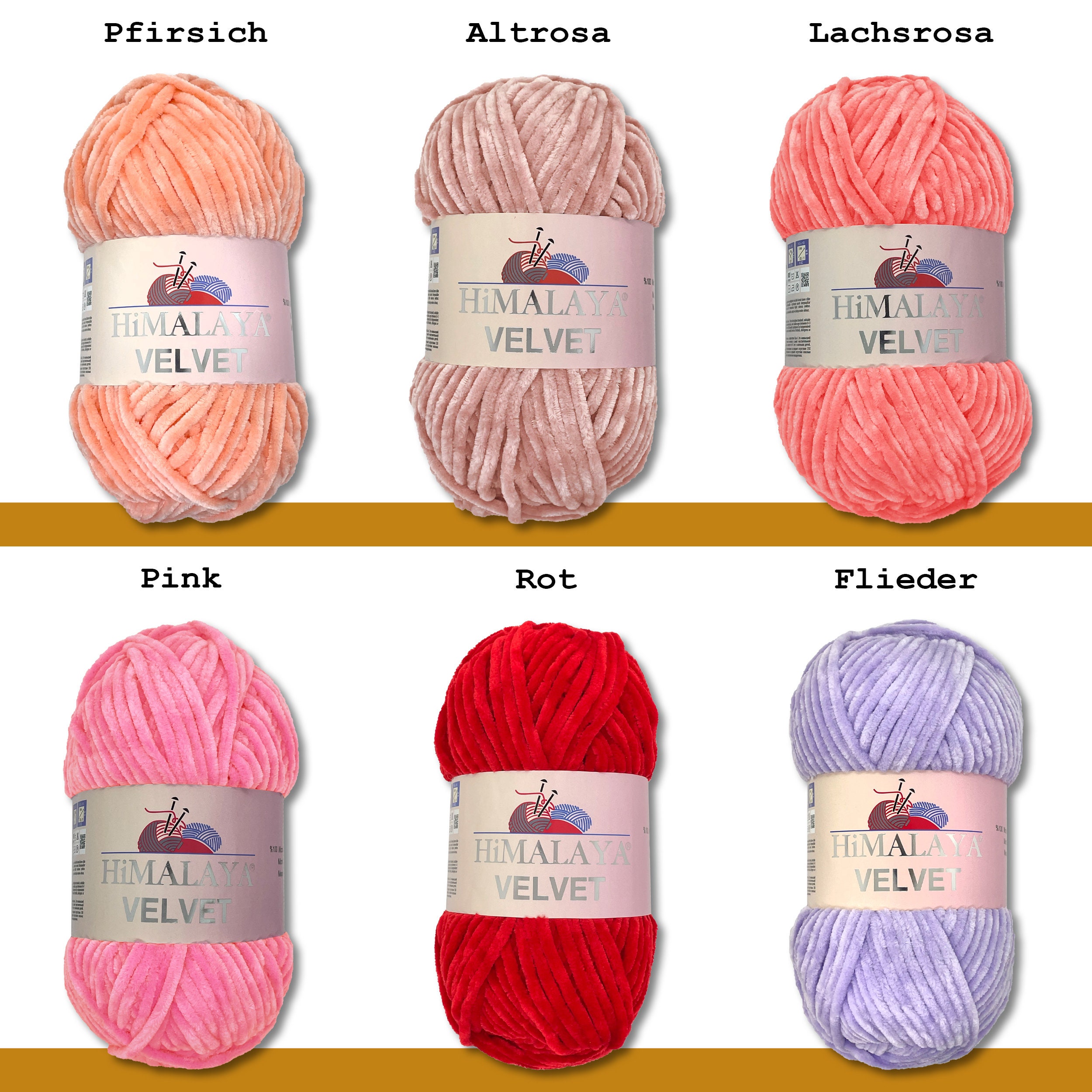 Himalaya Velvet Lot de 5 pelotes de laine à tricoter veloutée en  micro-polyester pour bébé (5 x 100 g) (orange 90016) : :  Loisirs créatifs