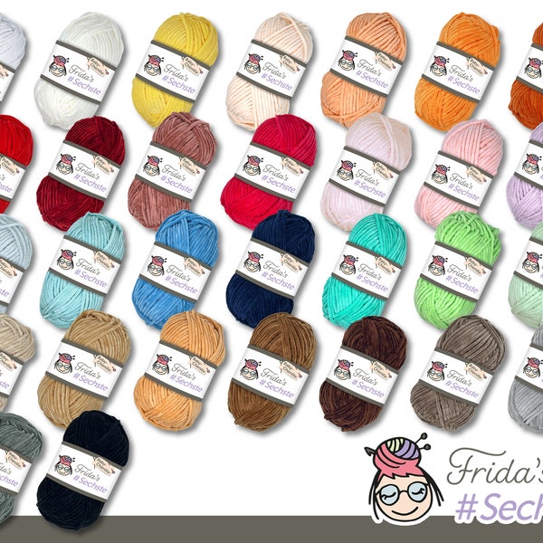 Frida‘s 50 g #Sechste Baby-Chenille Wolle Garn Stricken Häkeln Amigurumi Decken samtig weich 30 Farben