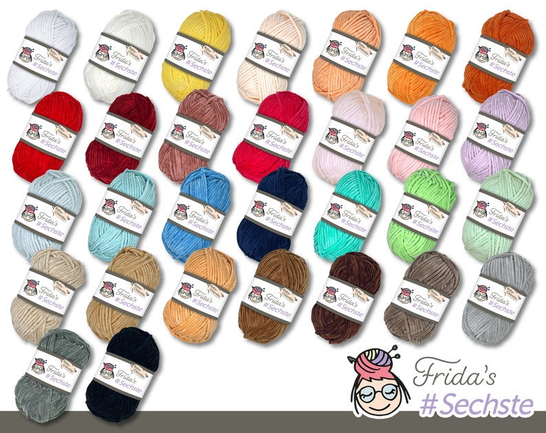 Fridas 50 g Sechste Baby-Chenille Wolle Garn Stricken Häkeln Amigurumi Decken samtig weich 30 Farben Bild 1