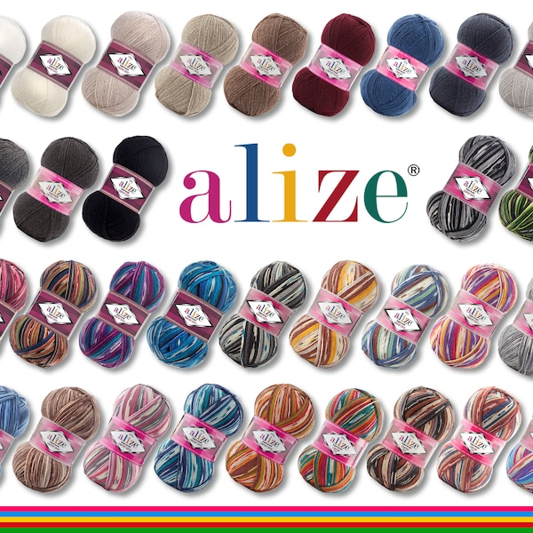 Alize 100 g Superwash Comfort Socks Sockenwolle Strumpfgarn einfarbig und Farbverlauf 31 Farben