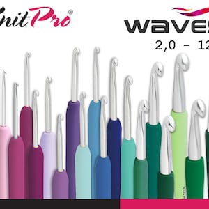 KnitPro Waves 2.0 crochet hook with soft grip 19 sizes different colors ergonomic