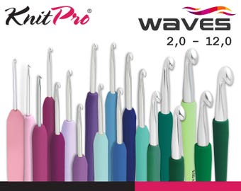 KnitPro Waves 2.0 Häkelnadel mit Softgriff 19 Größen verschiedene Farben ergonomisch