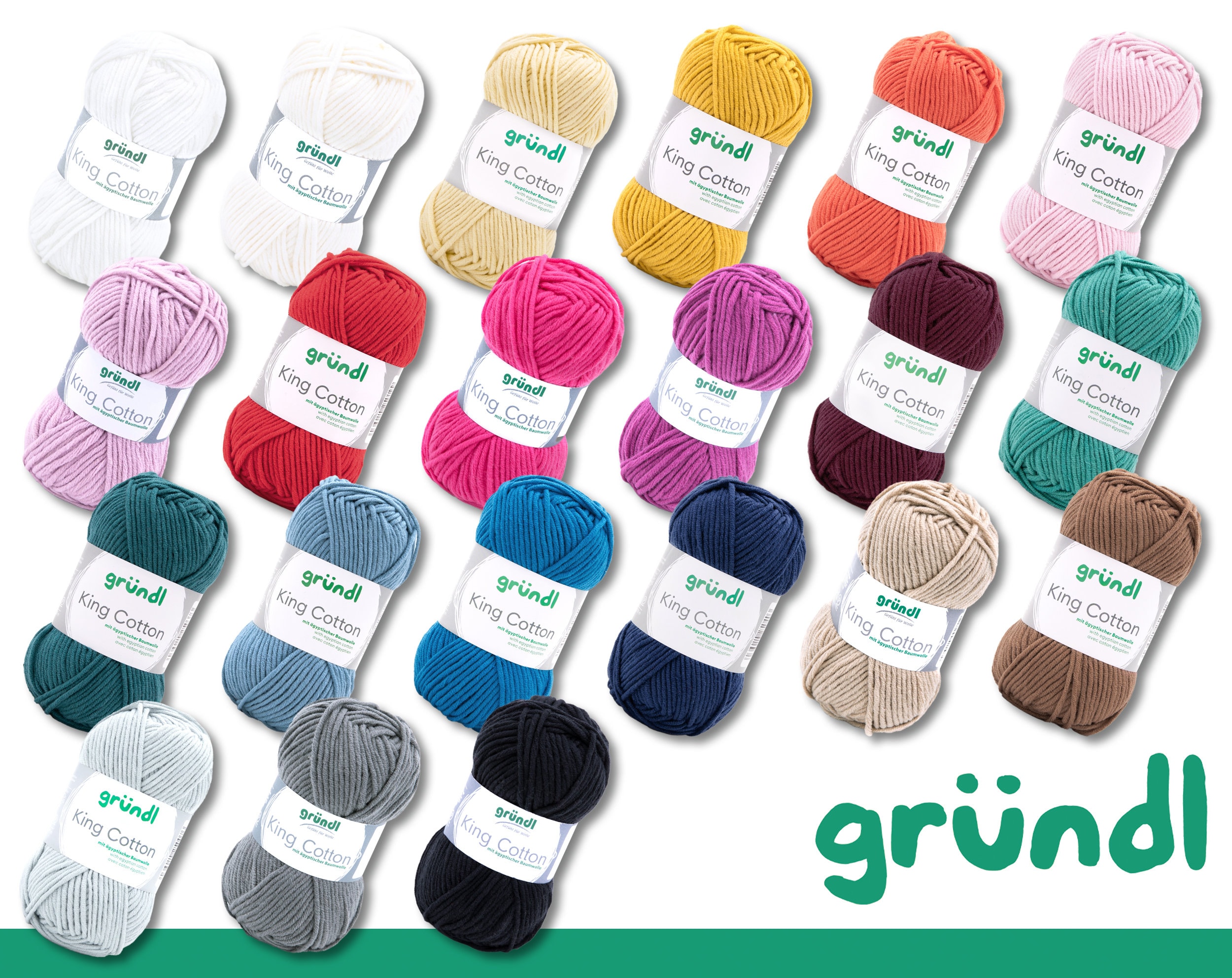 Gründl 5 X 50 G King Cotton Knitting Crochet Polyacrylic Cotton Yarn Wool  21 Colors - Etsy