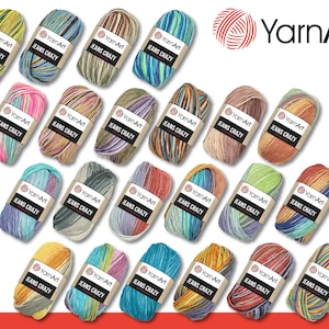 YarnArt 5 x 50 g Jeans Crazy Gradient Yarn aqus Cotton and Polyacrylic for Crocheting and Knitting 22 Colors