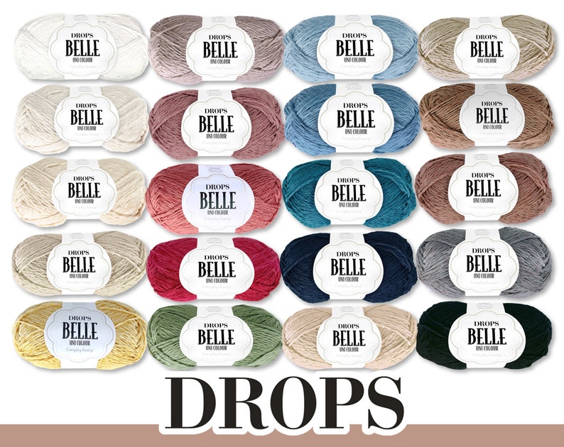 Drops 5 x 50 g Belle Wolle Baumwolle Viskose Leinen Sommergarn Babygarn Basicgarn Öko-Tex Standard 100 Stricken Häkeln 20 Farben Bild 1