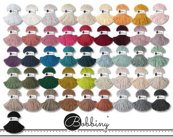 Bobbiny 100 m braided cord premium Ø 5 mm cotton textile yarn crochet macrame 46 colors