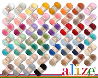 5 x 100 g di filato per lavoro a maglia Alize Baby Best tinta unita, lana per bambini, anti pelucchi, 44 colori, colore: 27 lilla chiaro