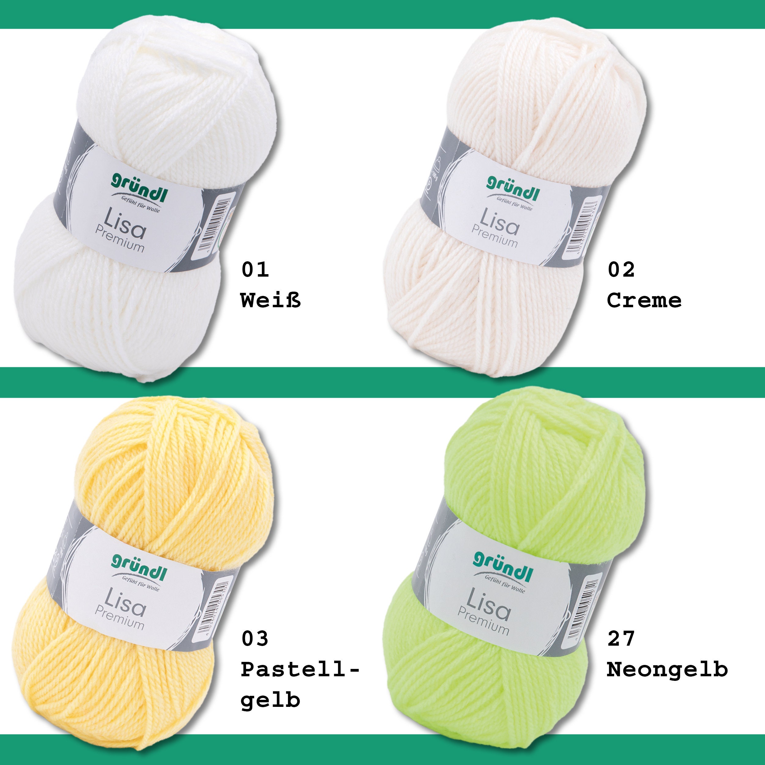 Gründl 10 X 50 G Lisa Premium Uni Knitting Crochet Wool Yarn