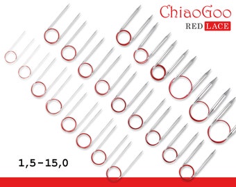 ChiaoGoo Red Lace circular knitting needles 40 - 150 cm stainless steel high quality rustproof durable stable light 23 sizes