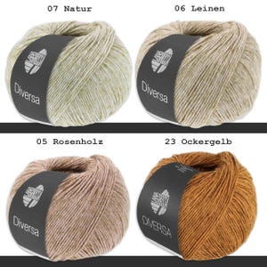 Lana Grossa 50 g Diversa Wool Yarn Knitting Crochet Cotton Blend Yarn Mélange Effect 22 Colors image 2
