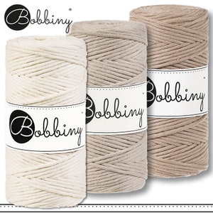 Bobbiny 3 x 100 m 3 mm macramé cord | Natural + Beige + Sand |
