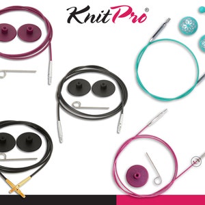 KnitPro rope for interchangeable needle tips fixed and rotating colored 7 lengths