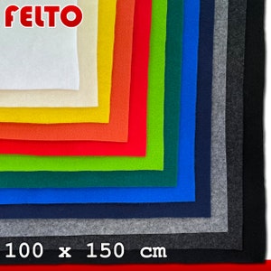 Feutre textile Felto 3 mm 100 x 150 cm vendu au mètre | Feutre de poche en feutre artisanal | 12 couleurs différentes au choix