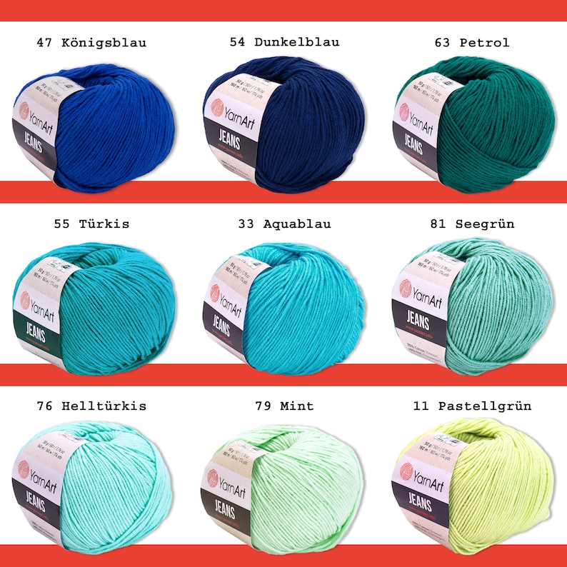 YarnArt 50 g Jeans Maglia Uncinetto Filato Lana Bambino Lana Cotone Colori Pastello 63 Colori immagine 6