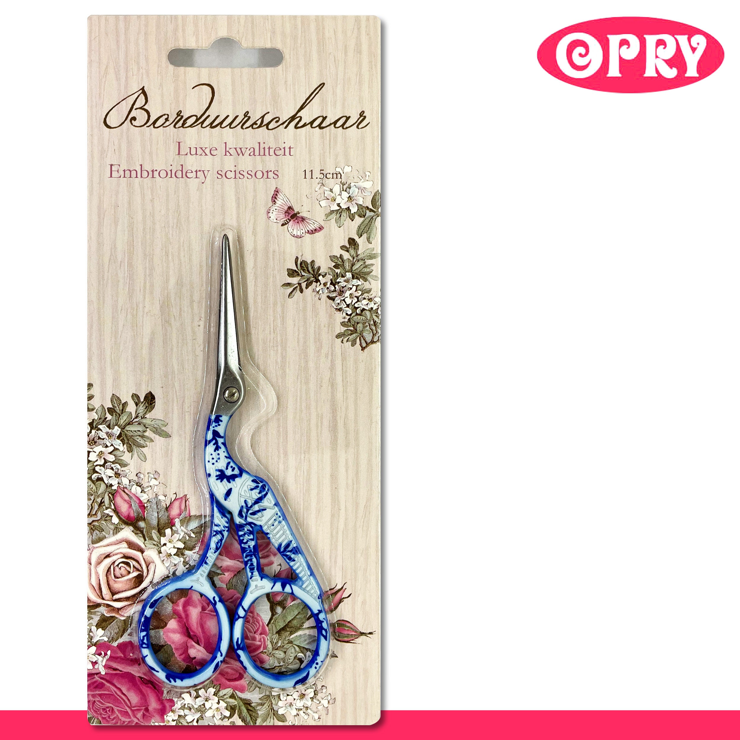 Borduurschaar ooievaar, Rosé goud, 11,5cm - De Viltwinkel