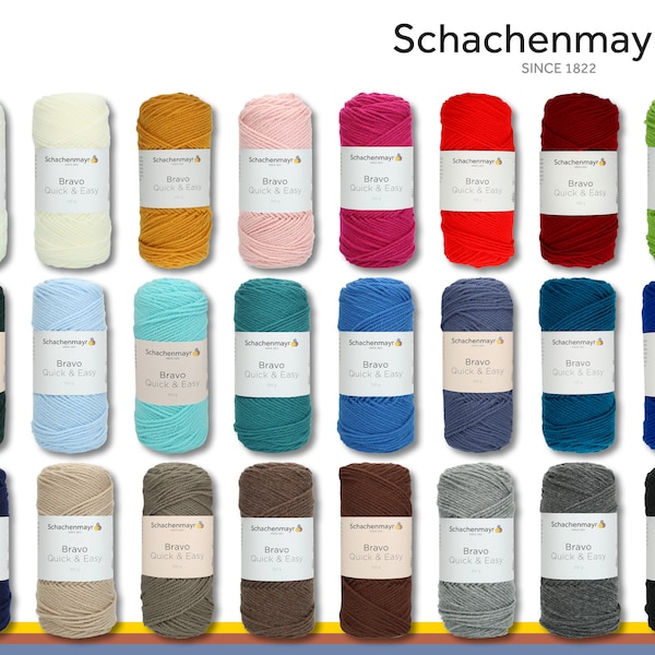 Schachenmayr 5 x 100 g Bravo Quick & Easy Basic Fil à tricoter au crochet 24 couleurs