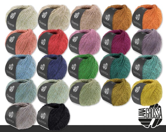 Lana Grossa 50 g Diversa Wolle Garn Stricken Häkeln Baumwoll-Mischgarn Mélange-Effekt 22 Farben