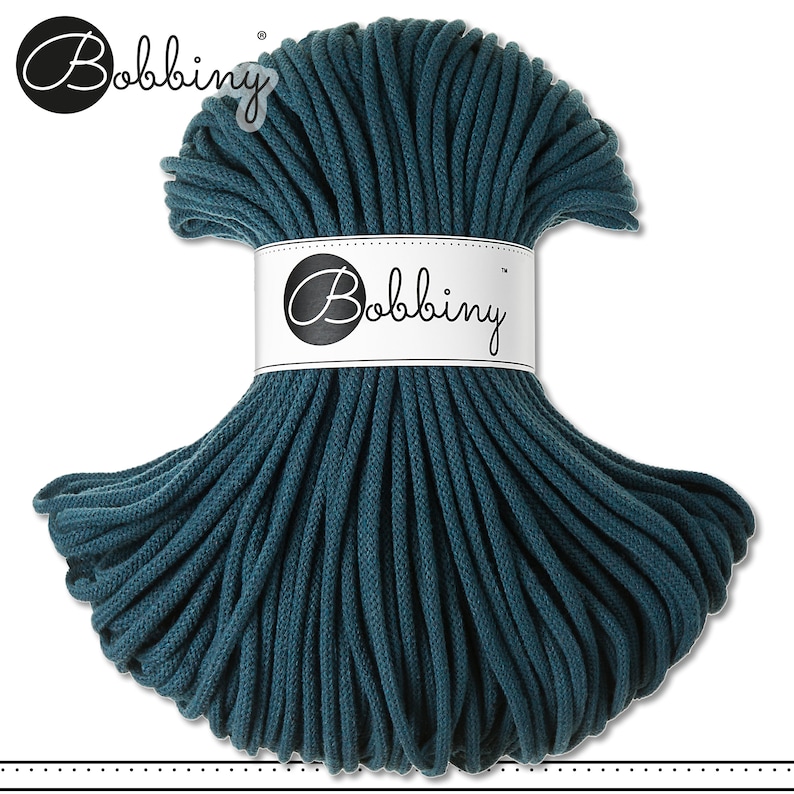 Peacock Blue Bobbiny 500 g 5 mm 100 m PREMIUM braided cord Crafting cotton