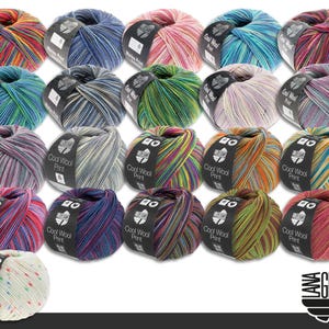 ラナグロッサ クールウールプリントメリノウール 50g、洗濯機洗い可、フェルト化しない、21色