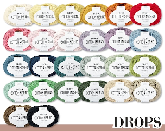Drops 50 g Cotton Merino Baumwolle Öko-Tex Schurwolle superwash Wolle Garn Stricken Häkeln