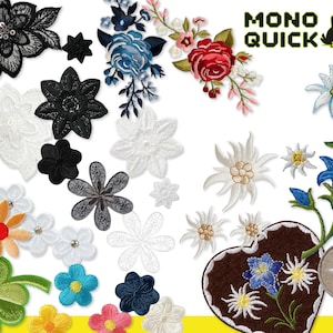 Mono-Quick Patches Iron-on Appliques Patches Appliques Flowers Traditional Costume Edelweiss 27 Motifs