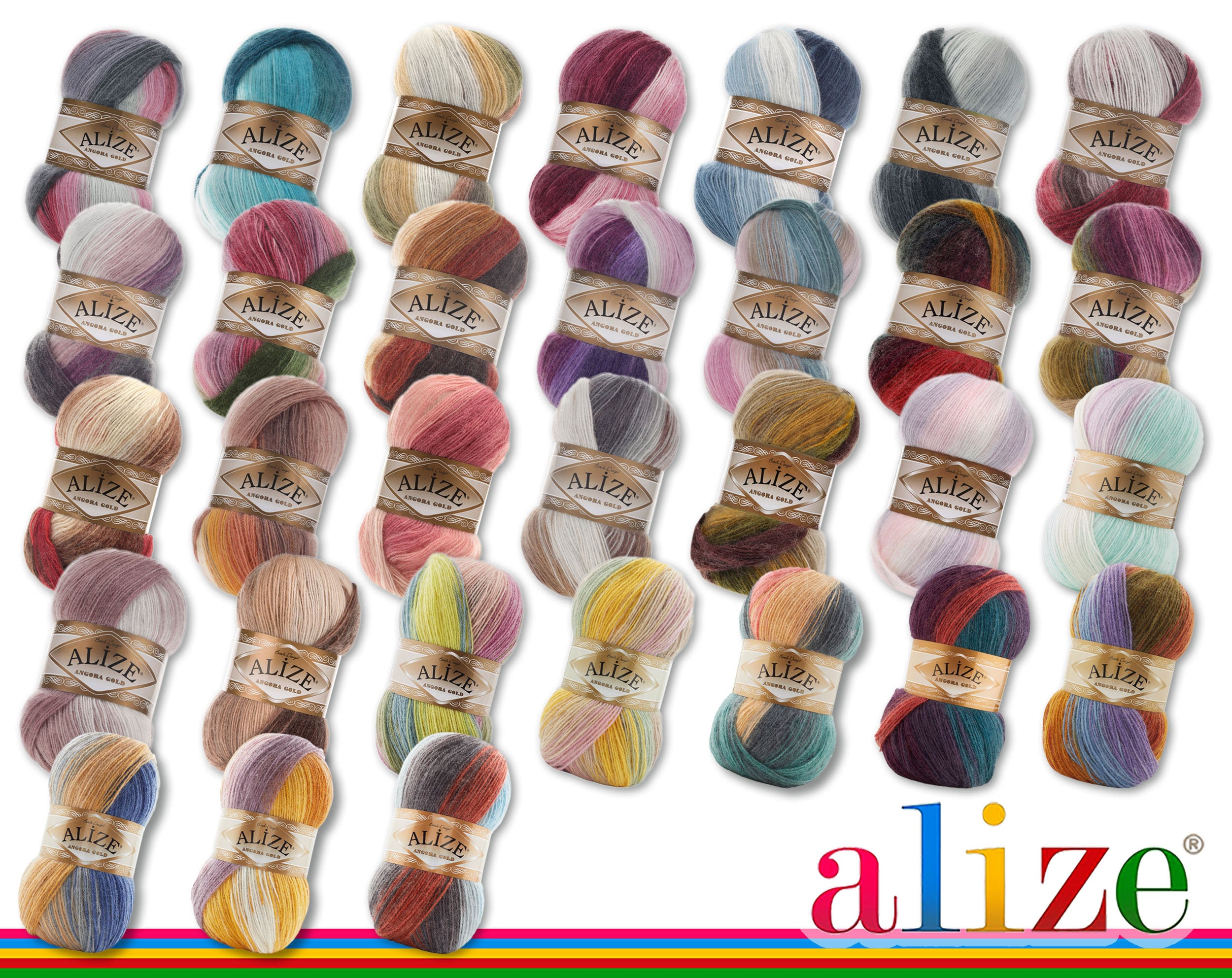 Alize 5 X 100g Angora Gold Batik Gradient Yarn Knitting Crochet