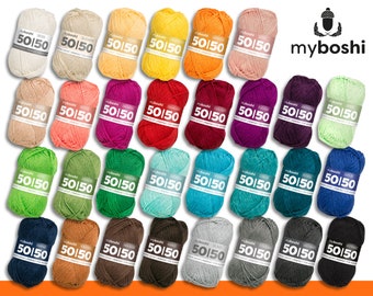 MyBoshi 50 g 50|50 fil coton + laine mérinos toutes saisons 30 coloris