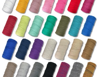 100 m Baumwollkordel geflochten Schnur Seil Makramee Ø 5 mm | 28 verschiedenen Farben zur Auswahl