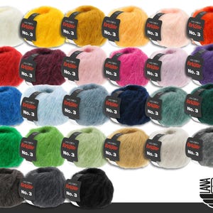 Lana Grossa 25 g Brigitte No. 3 Mohair Virgin Wool Yarn Knitting Crochet 27 Colors