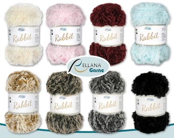 Rellana 100 g de laine de lapin chenille effet laine peluche, fil de laine pelucheux Amigurumi 8 couleurs